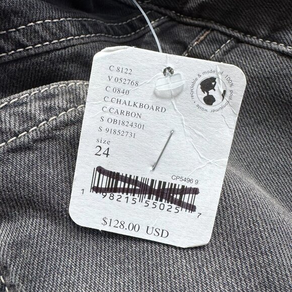 NWT Free People Palmer Cuffed Jeans Mid Rise Washed Black Denim 24 We The Free - Picture 4 of 13